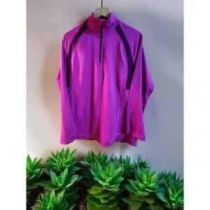 Champion Duo Dry 1/4 Zip Long Sleeve Purple Activewear Top Size L